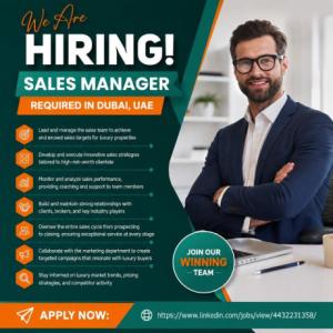 Sales Manager Required in Dubai