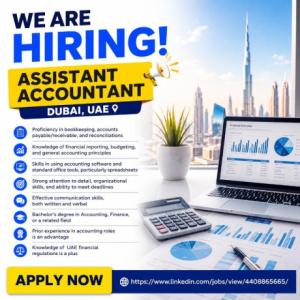 Assistant Accountant Required in Dubai