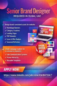 Senior Brand Designer Required in Dubai