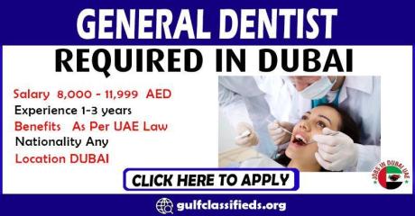 GENERAL DENTIST REQUIRED IN DUBAI