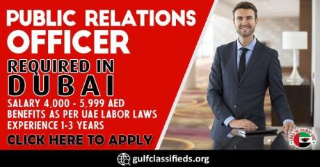 PUBLIC RELATIONS OFFICER REQUIRED IN DUBAI