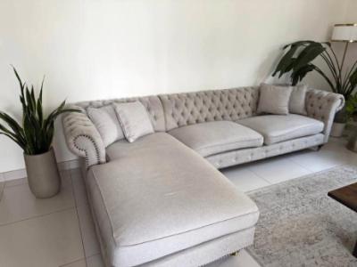 Grey Chesterfield L-shaped Sofa