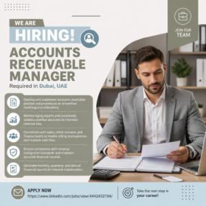Accounts Receivable Manager Required in Dubai